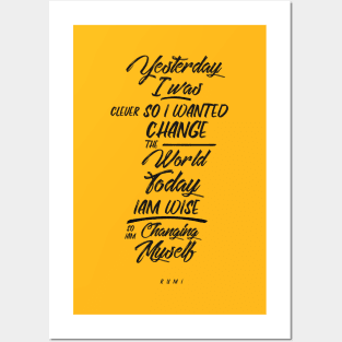 Changing Myself - Rumi Quote Typography Posters and Art